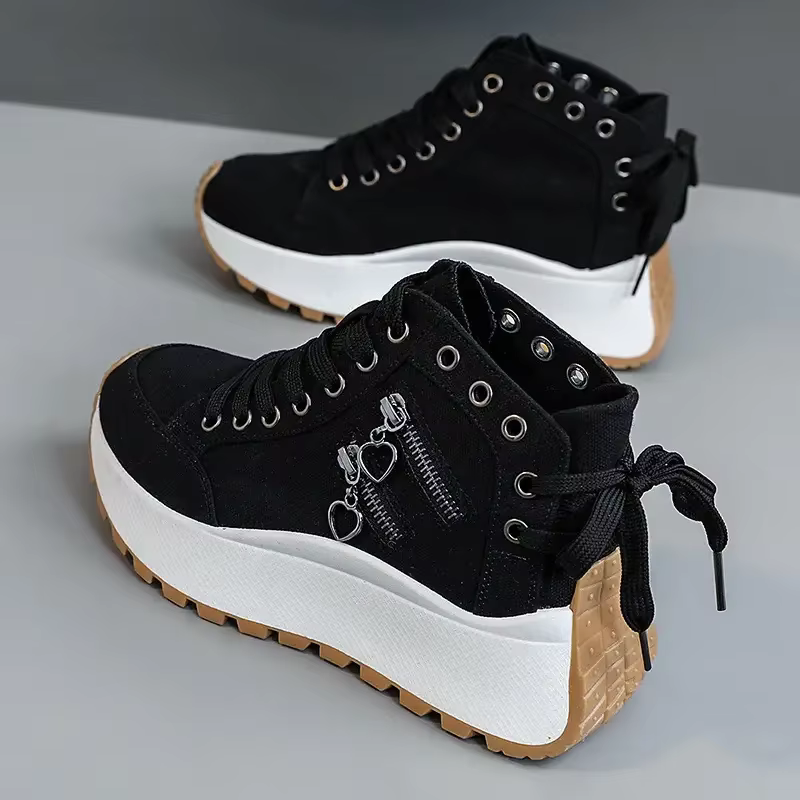 Baskets femme classique Denim toile chaussures à lacets