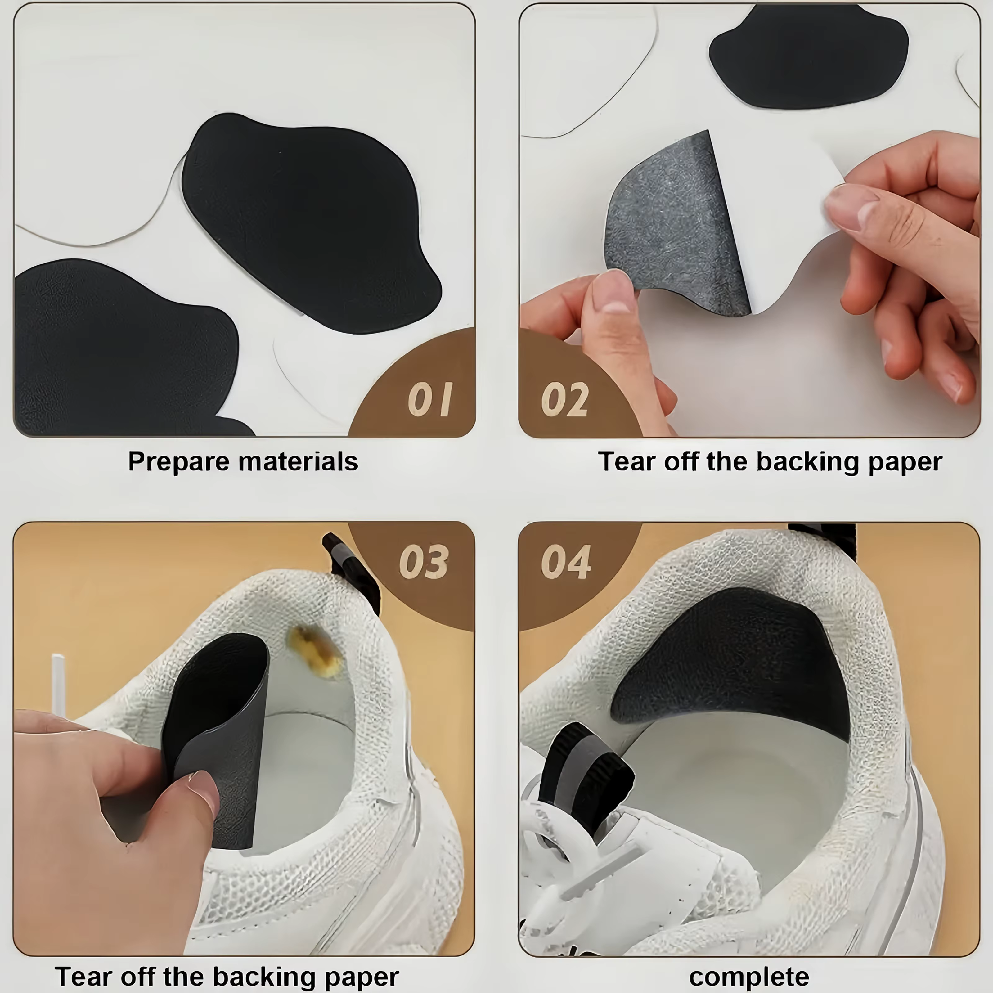6 pièces de patchs de réparation pour talons de baskets