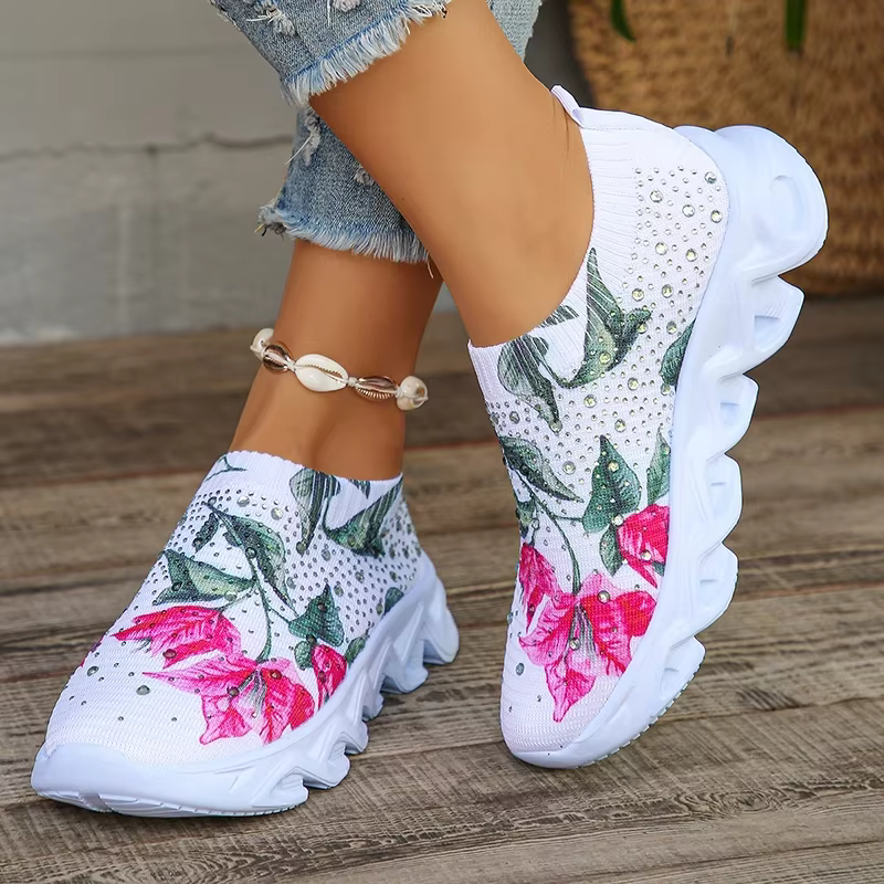 Baskets à imprimé floral pour femmes