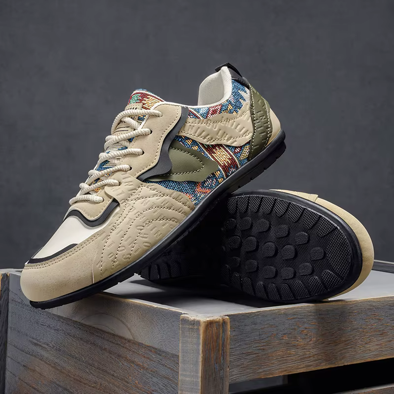 Baskets décontractées rétro pour hommes - Chaussures de marche à lacets à motif ethnique LOEIKAN