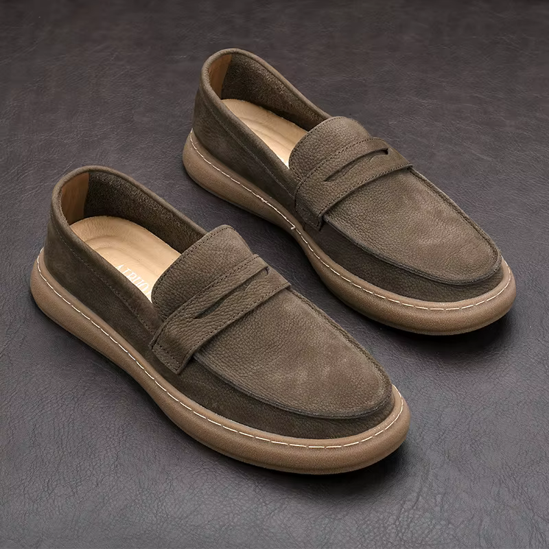 Mocassins d'affaires décontractés en cuir véritable italien pour hommes