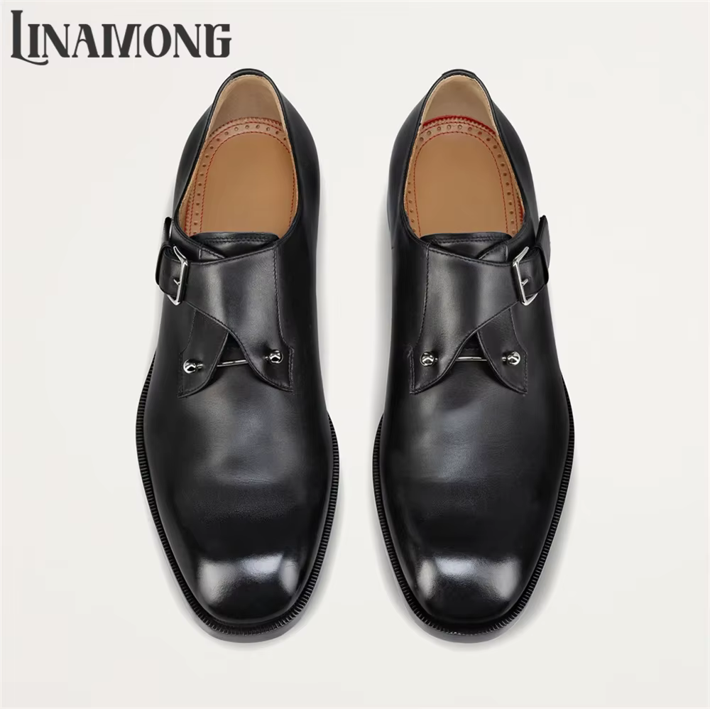 Chaussures Monk en Cuir de Veau avec Boucle Métallique