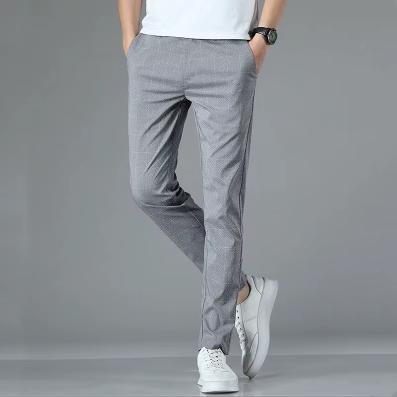 Pantalons pour hommes de style européen et américain, pantalons à carreaux tendance, adaptés au travail, aux loisirs, aux voyages, coupe ajustée et confortable