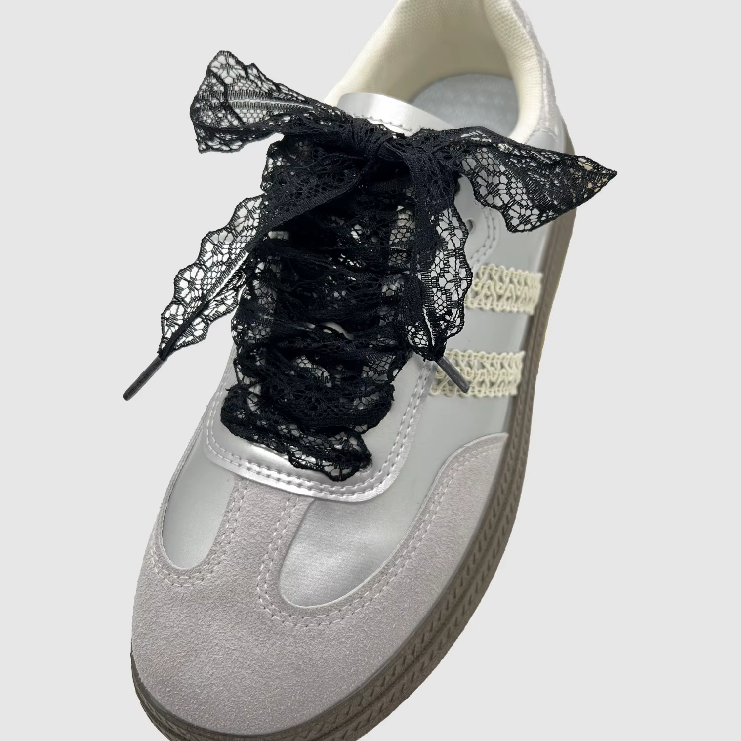 1 paire de lacets fantaisie pour femmes chaussures décontractées largeur lacet plat pour baskets noir blanc