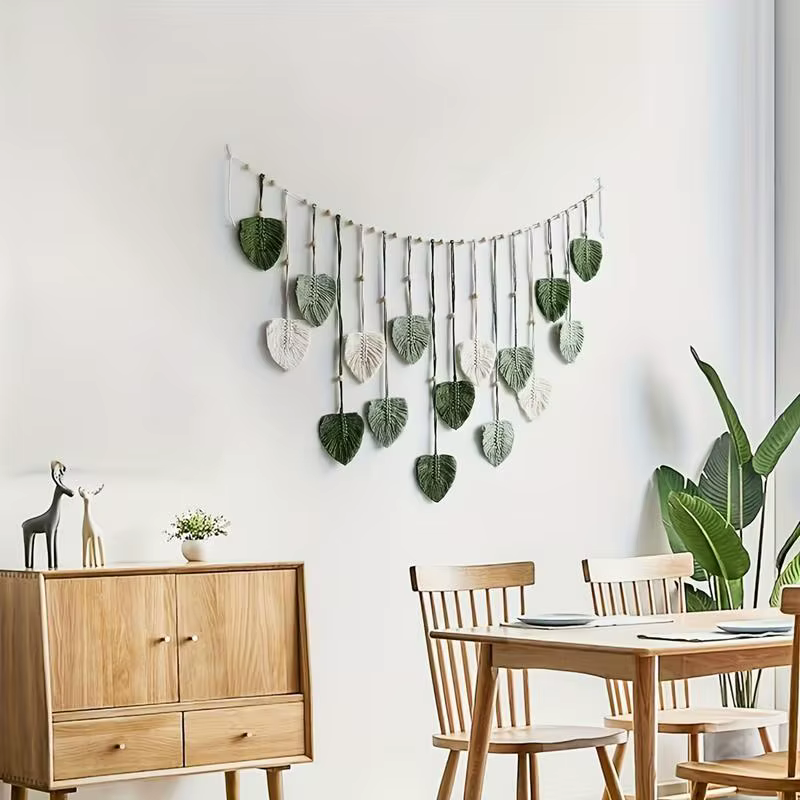 Tenture murale à feuilles tissées de style bohème, style campagnard bohème parfait pour décorer les chambres, les cuisines, les salles à manger et les salles de bain, un excellent cadeau pour maman, u