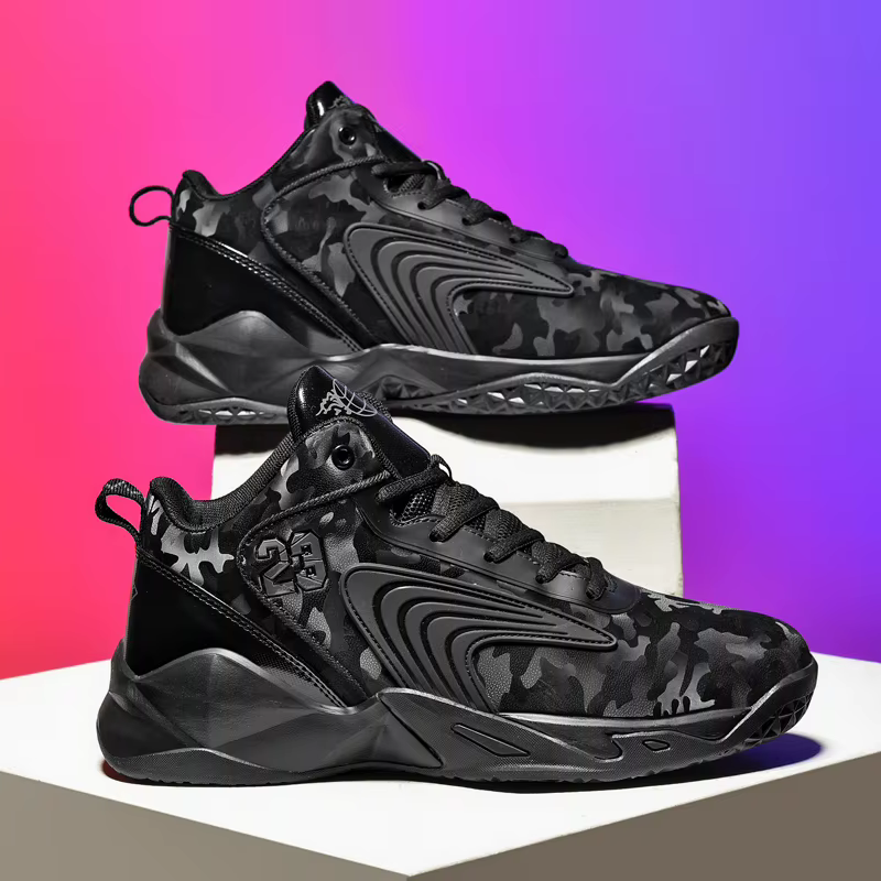 Chaussures de basket-ball pour hommes, chaussures de sport plates et confortables, résistantes à l'usure, à rebond, antidérapantes, à amorti, bottes d'entraînement