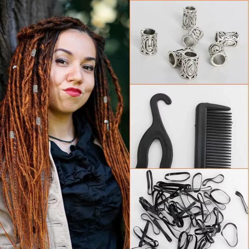 Nouveau kit de perles pour la barbe et accessoires capillaires nordiques, style viking, pour la création de bijoux DIY, pendentifs et outils capillaires.