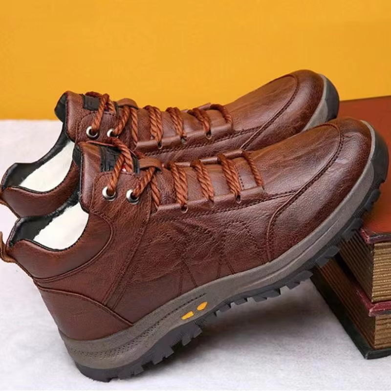 Baskets d'hiver montantes doublées en cuir pour hommes