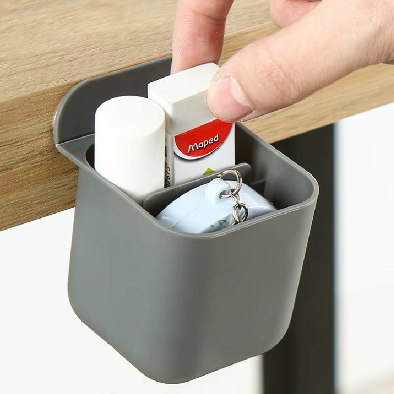 Support de rangement de bureau multifonctionnel pour stylos, boîte de rangement simple pour ordinateur de bureau, tube de rangement pour petits objets autocollant