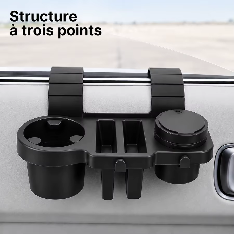 Organisateur de bord de portière de voiture avec porte-gobelet, emplacements pour téléphone, crochets pour clés et rangement divisé pour accessoires, pour l'intérieur de la voiture