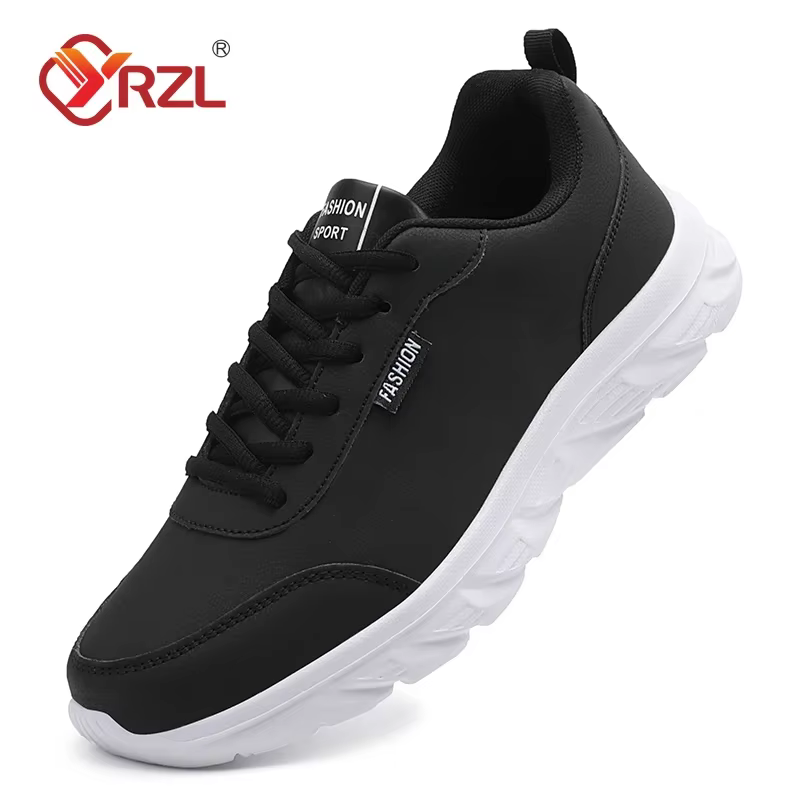 YRZL chaussures de course pour hommes en cuir artificiel imperméable léger antidérapant confortable baskets de Sport