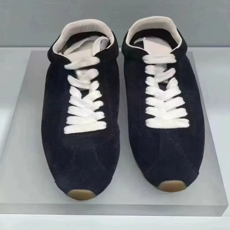 Chaussures de sport décontractées plates à lacets en cuir véritable pour femmes