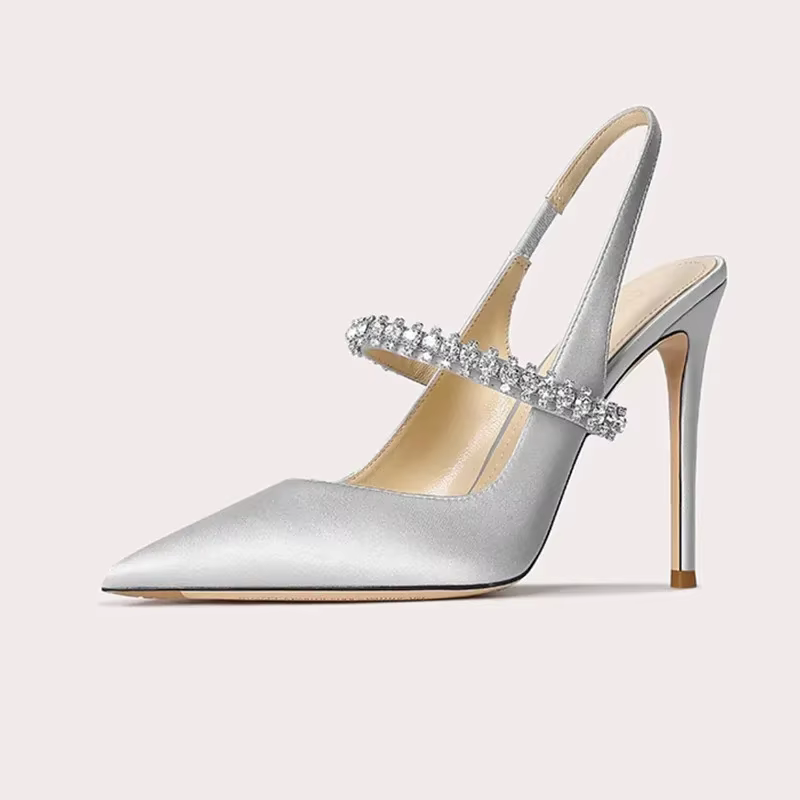 Grande taille 32-45 femmes chaussures nouveau diamant d'eau talon mince pointu talons hauts bandeau sandales