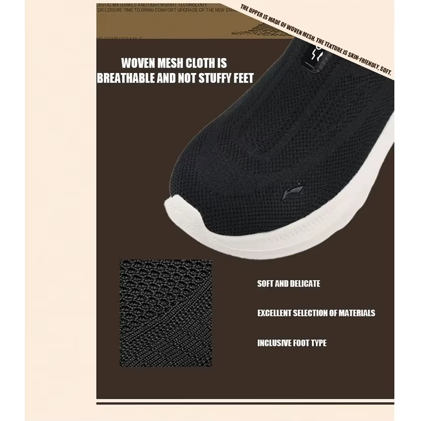 NING hommes SOFT GO 2 tricot sans lacet chaussures de marche décontractées coussin confort maille Stable Jogging