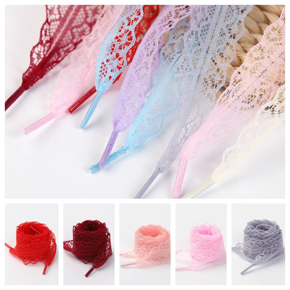1 paire de lacets en dentelle de soie douce