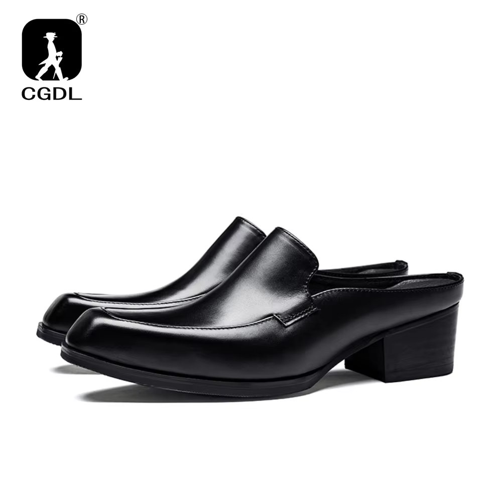 Mules en cuir véritable pour hommes demi-chaussures homme marque de luxe concepteur