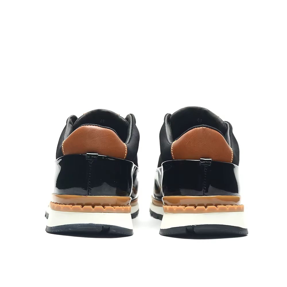 XEBOS luxe hommes Oxford baskets noir véritable cuir verni à lacets semelle antidérapante lisse bureau fête chaussures