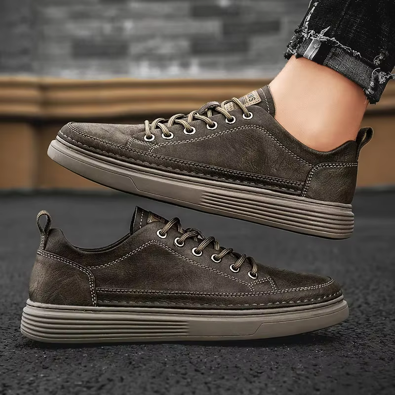 Automne noir baskets hommes mode à lacets plat chaussures de Sport décontractées tout-match en plein air léger Homme