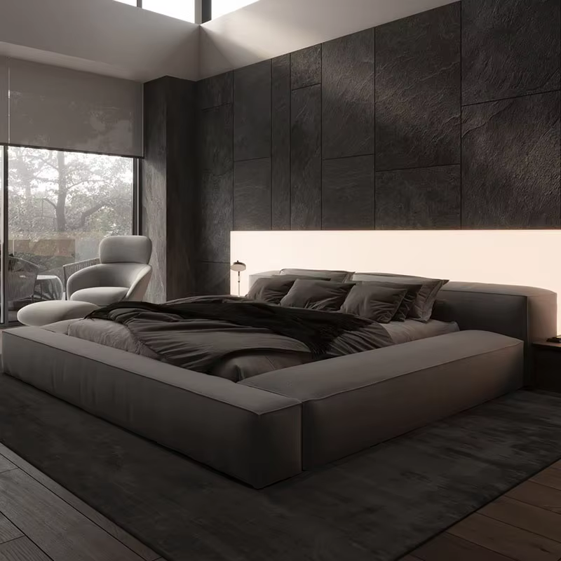 Lit de luxe japonais minimaliste King tables de chevet lit français salon Double Muebles Para dortoir chambre meubles accessoires