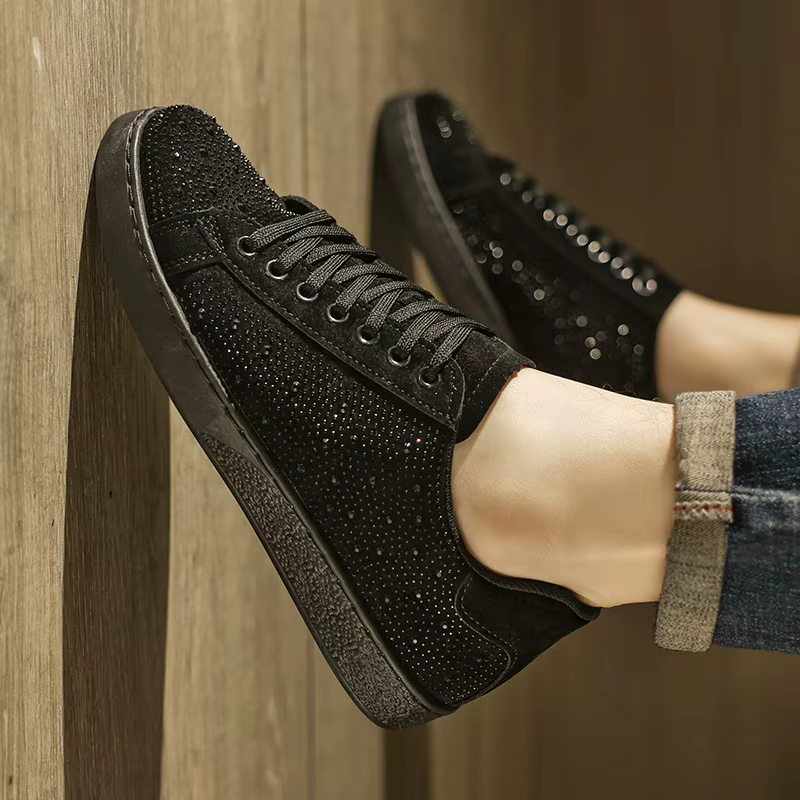 2025 nouveaux hommes diamant Flash baskets confortable respirant semelle plate voyage étudiant décontracté mat noir chaussures à la mode Tenis