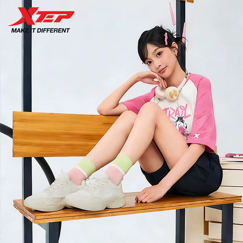 Xtep chaussures pour femmes décontractées coussin respirant Style de rue durabilité loisirs Absorption des chocs baskets de marche souples 875318320047
