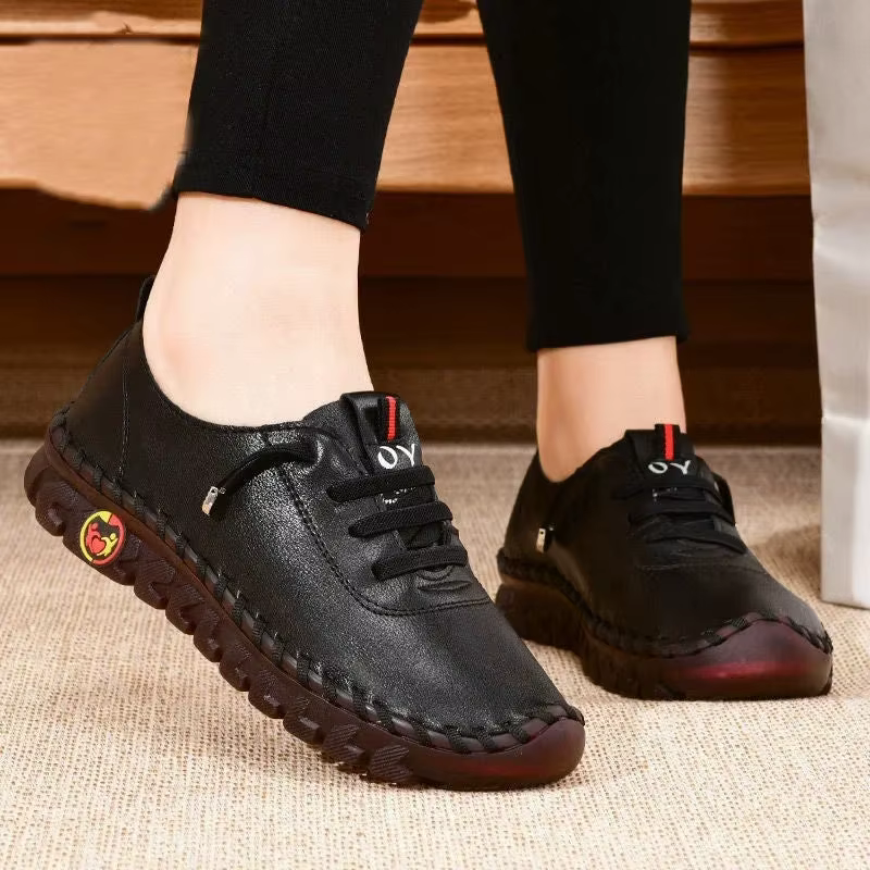 Baskets pour femmes en cuir décontracté vulcanisé femme chaussure doux confortable plat mocassins chaussures sans lacet