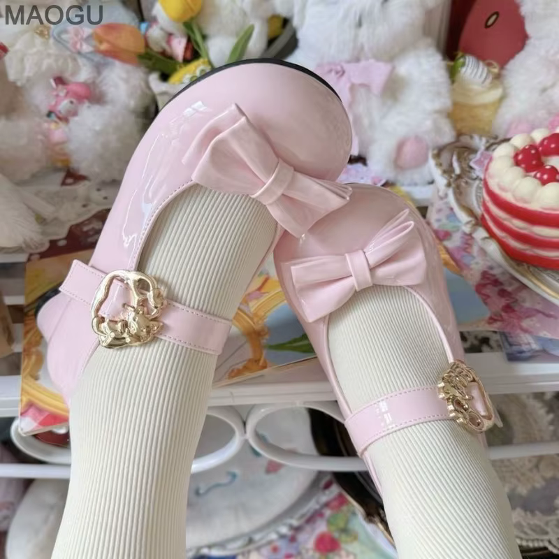 Chaussures Lolita pour femmes bout rond nœud Mary Janes mignon doux dames printemps été escarpins à talons bas Zapatos De Mujer taille 35-40