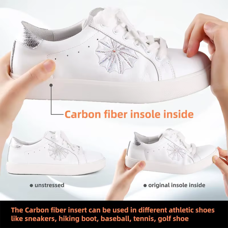 1 paire de semelles intérieures en Fiber de carbone de 1.2mm et semelle intérieure absorbant les chocs, fractures des pieds, Hallux Rigidus et Limitus, insert de chaussure rigide