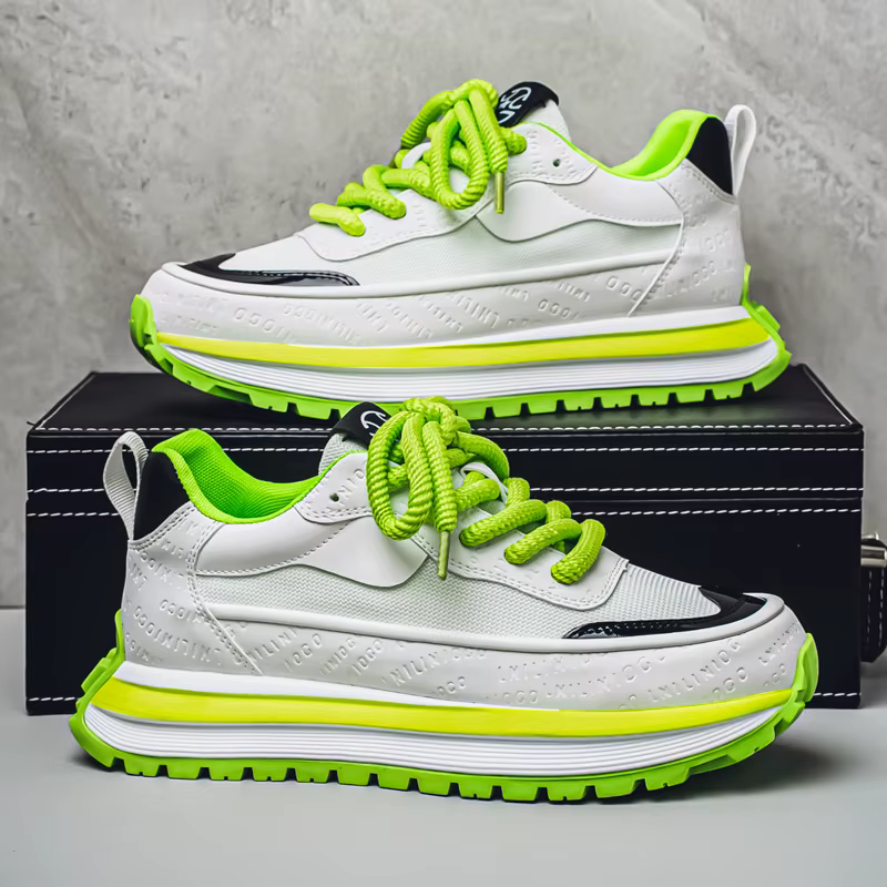 2025 nouveaux hommes plate-forme maille baskets semelle épaisse élévatant coupe basse bicolore respirant sport décontracté Streetwear chaussures à la mode