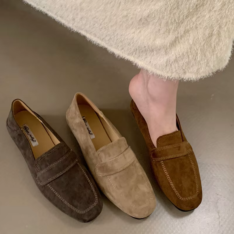 2025 nouvelle marque femmes chaussures plates bout rond peu profond sans lacet dames