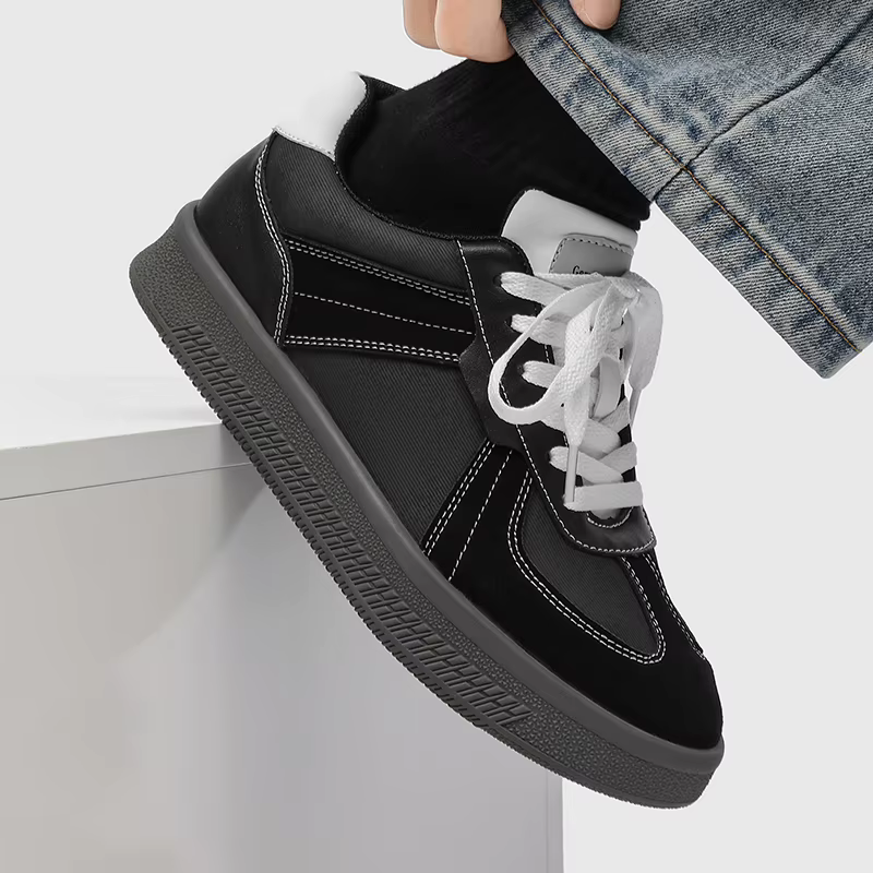 Nouvelles baskets de sport vintage noires à blocs de couleur pour hommes