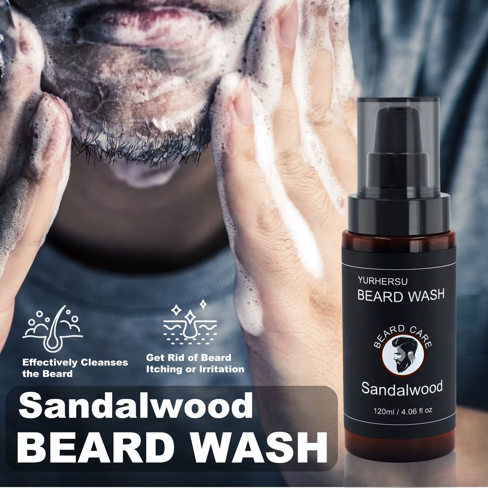 Kit de soins de barbe pour hommes, ensemble de toilettage comprenant huile de barbe, baume, peigne, ciseaux, brosse, sac, meilleur cadeau, 7 pièces