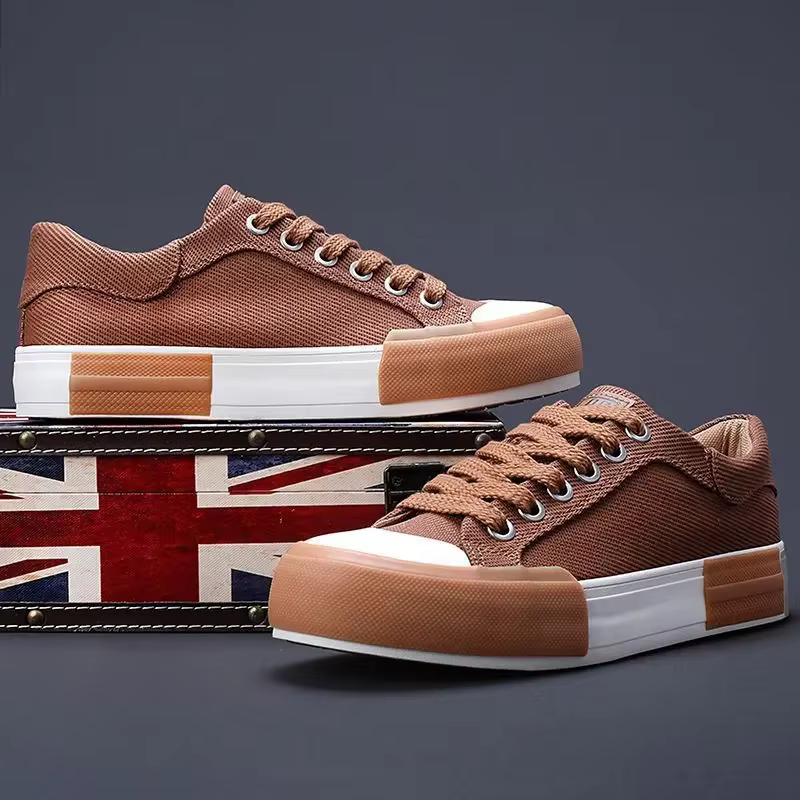 Hommes toile chaussures décontracté à lacets baskets mode d'été respirant vulcaniser