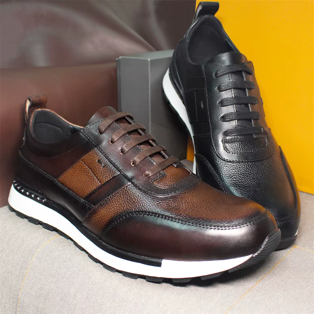 Baskets classiques en cuir véritable pour hommes