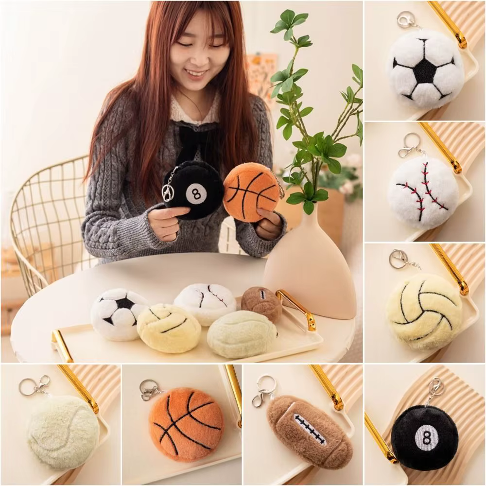 Porte-clés de basket-ball, Baseball, Football, volley-ball, Football, peluche douce, Simulation de Football