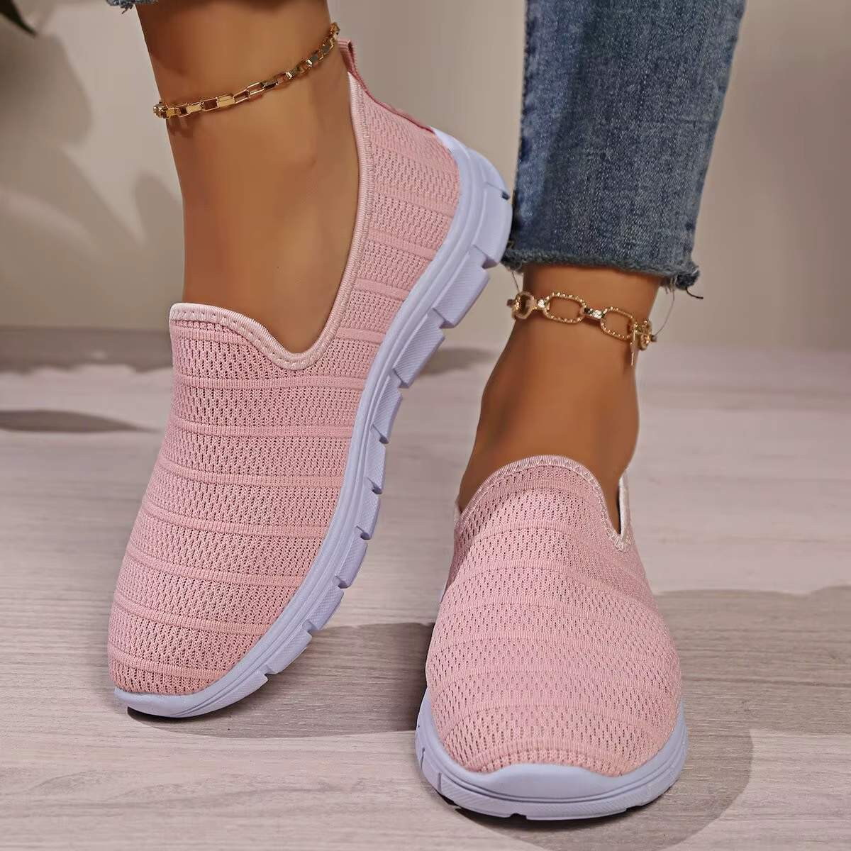 Baskets d'Été Plates à Enfiler pour Femme