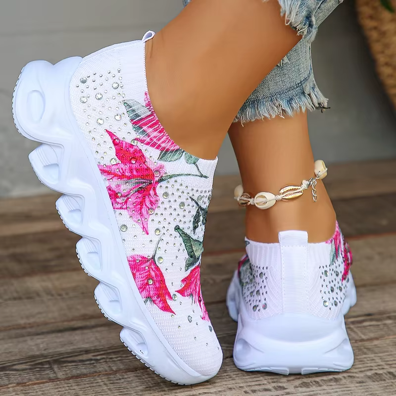 Baskets à imprimé floral pour femmes