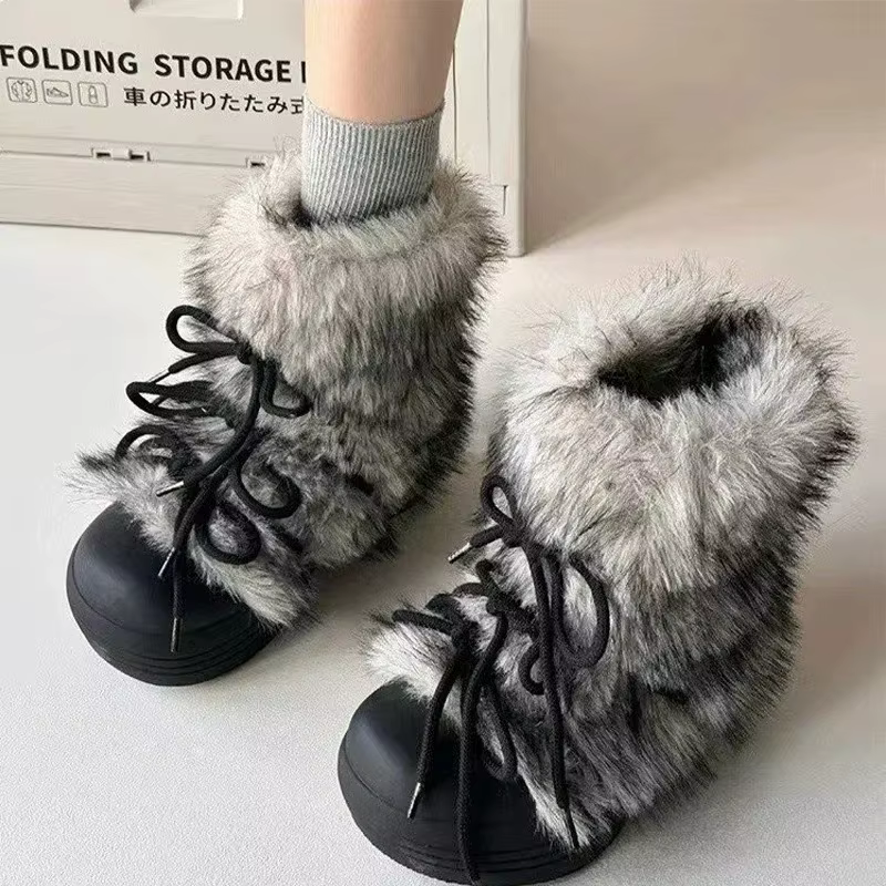 Fourrure femmes neige bottines appartements plate-forme chaussures chaudes femme concepteur hiver nouvelle tendance en peluche décontracté confortable baskets