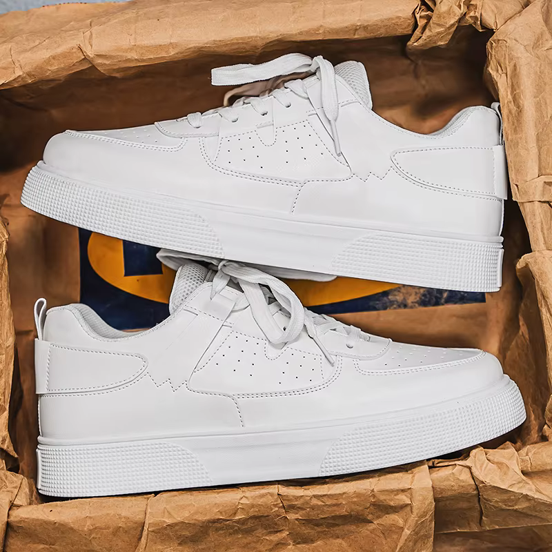 LOEIKAN Baskets décontractées blanches pour hommes | Chaussures de skate légères à tige basse