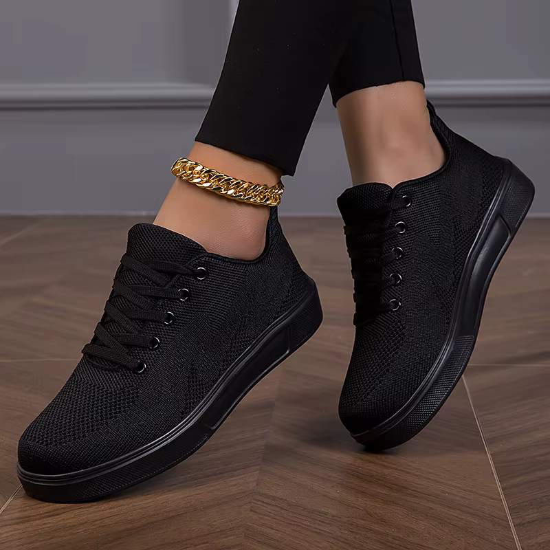 Moipheng noir baskets femmes décontracté maille à lacets Sport chaussures plates filles respirant blanc grosses