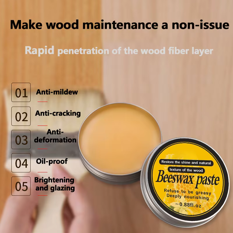 Cire d'abeille pour polissage de meubles, cire d'entretien pour meubles en bois, humidité profonde, produit en bois, cire éclaircissante, accessoires d'entretien des meubles