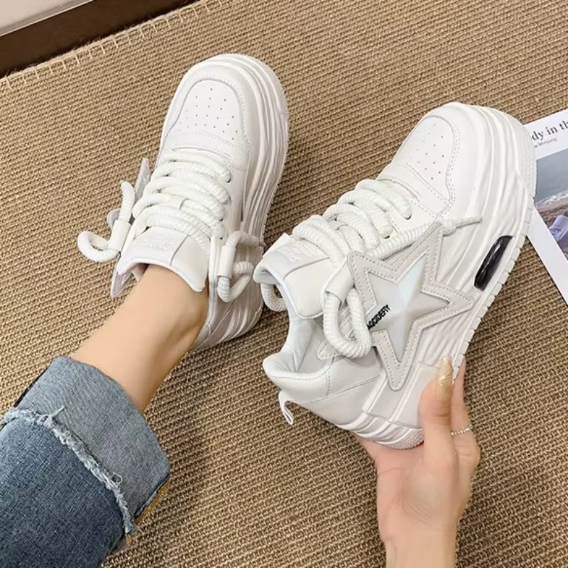 Tendance femmes grosses baskets nouvelle mode doux chaussures décontractées exquise dentelle