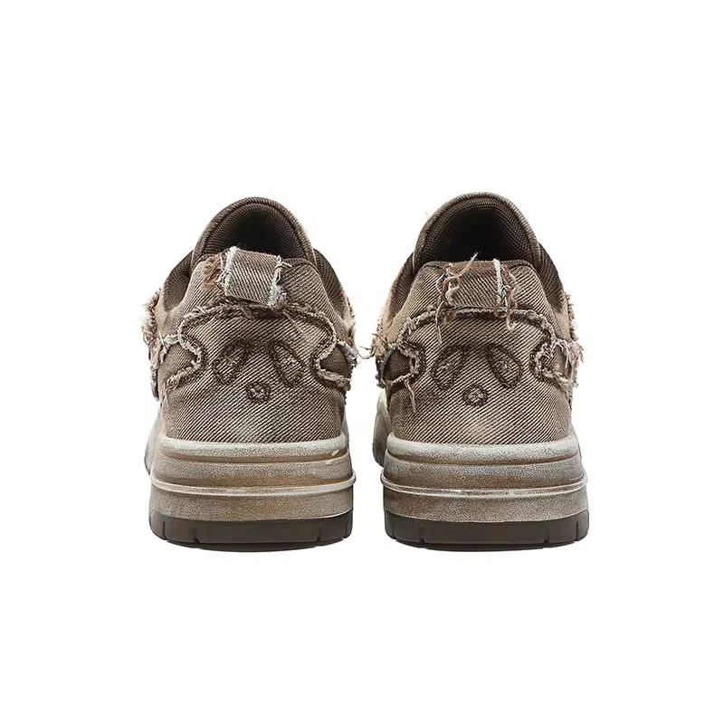 Chaussures de skateboard personnalisées en denim rétro pour hommes