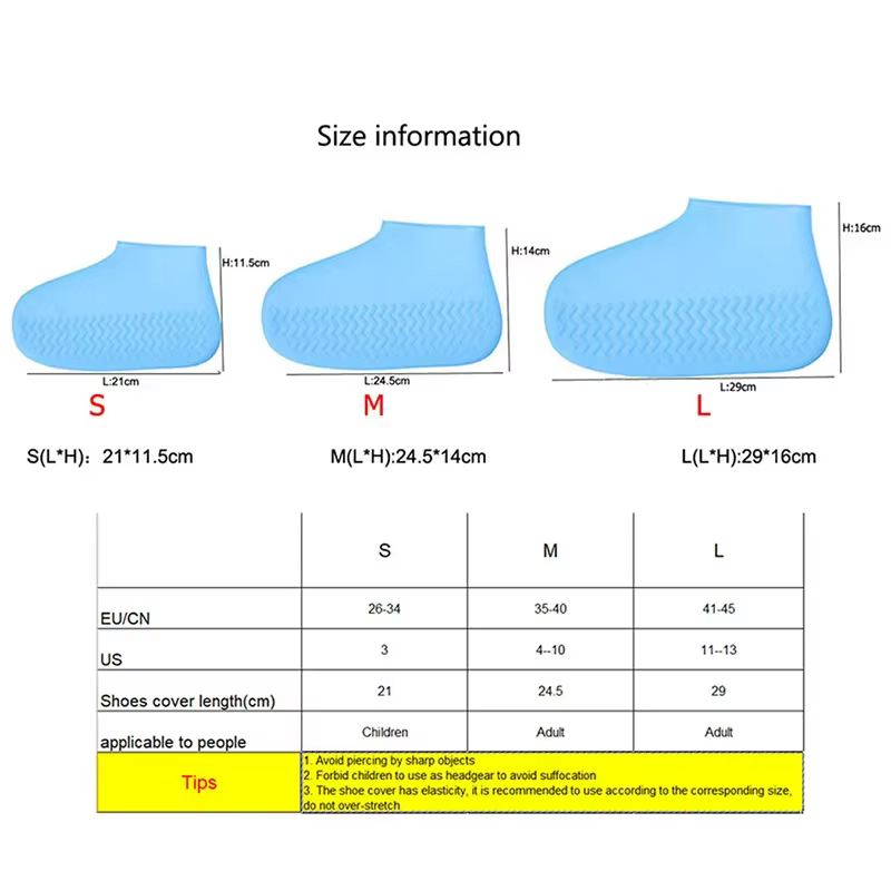 Couvre-chaussures de pluie imperméables réutilisables en Silicone