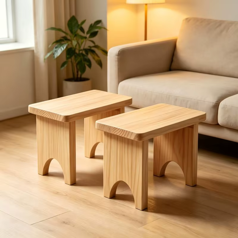 1 banc d'entrée en bois massif fait à la main – Naturel, sans odeur, tabouret à chaussures minimaliste – Gain de place et capacité de charge stable