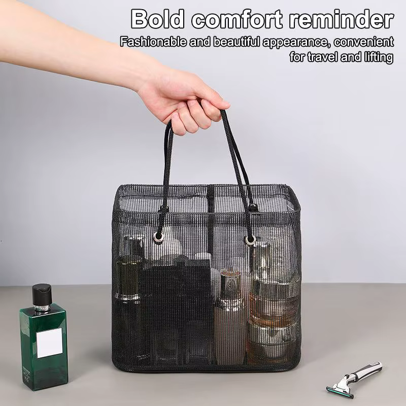Panier de Douche Grande Capacité pour Femmes et Hommes, Sac de Drainage Portable pour la Douche, Accessoire de Rangement pour Équipement de Natation, Organisateur de Voyage pour Salle de Bain