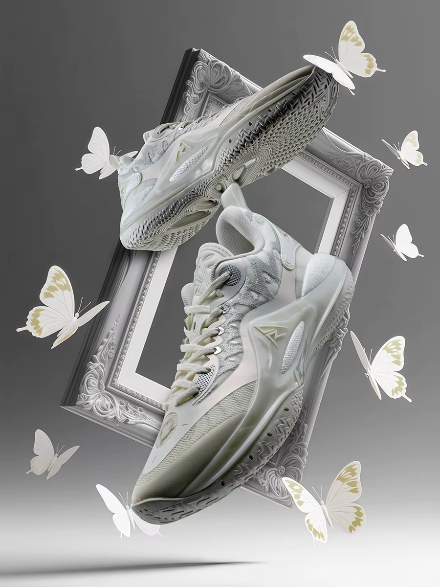 Chaussures de basket-ball RIGORER Austin Reaves AR2 'Ghost' – Baskets antidérapantes à rebond élevé avec électro-bordures blanches et argentées