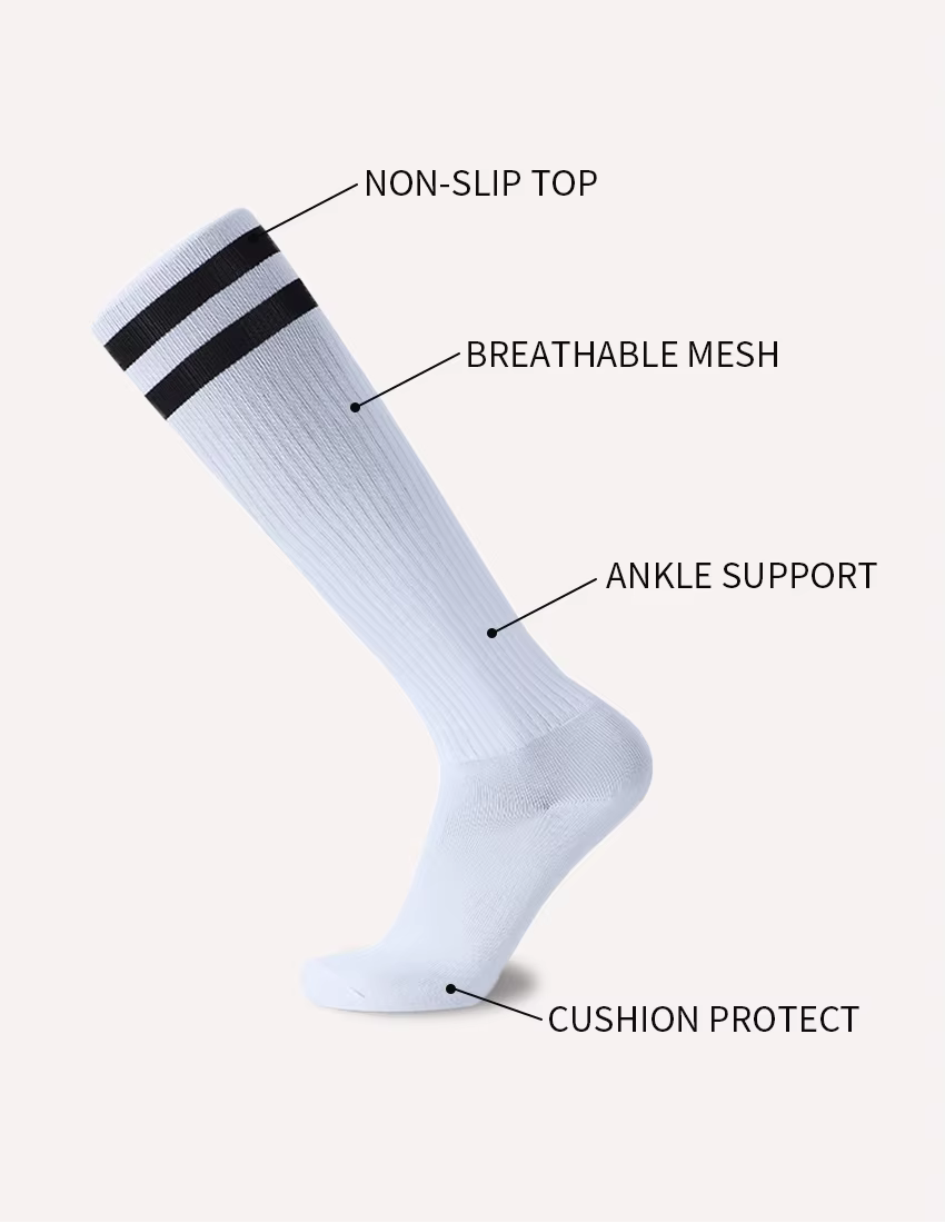Chaussettes de Football à rayures blanches et noires pour hommes