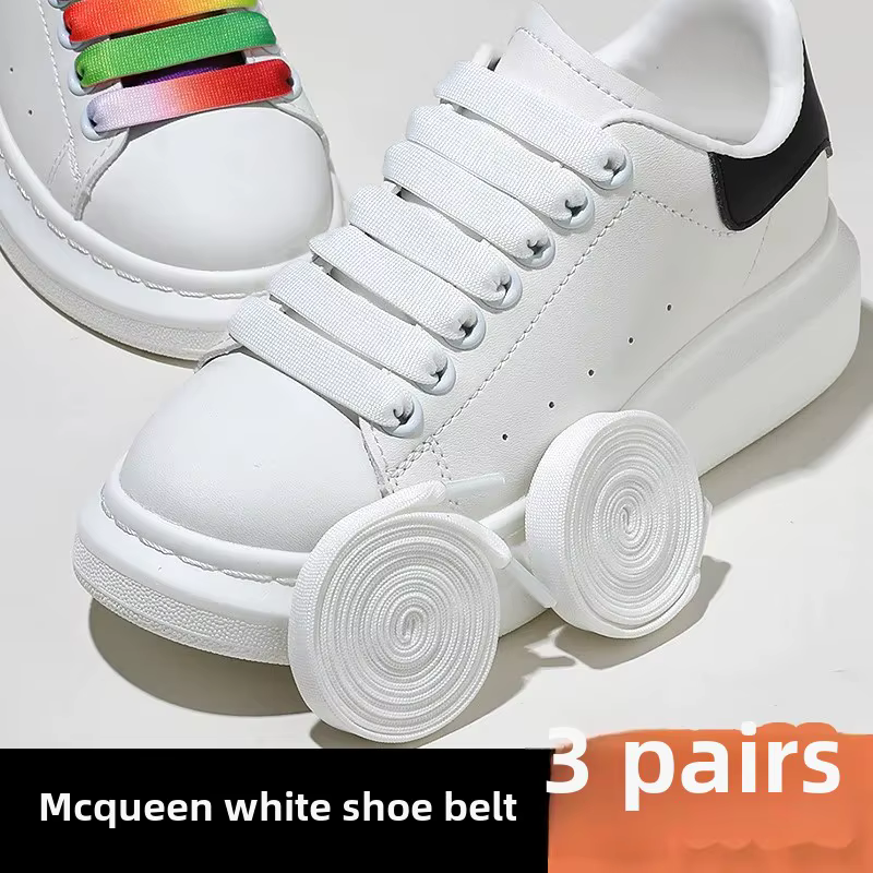 Lacets de chaussures originaux McQueen MCQmcqueen unisexe 1.2cm Double couche blanc largeur corde de chaussure pour hommes et femmes