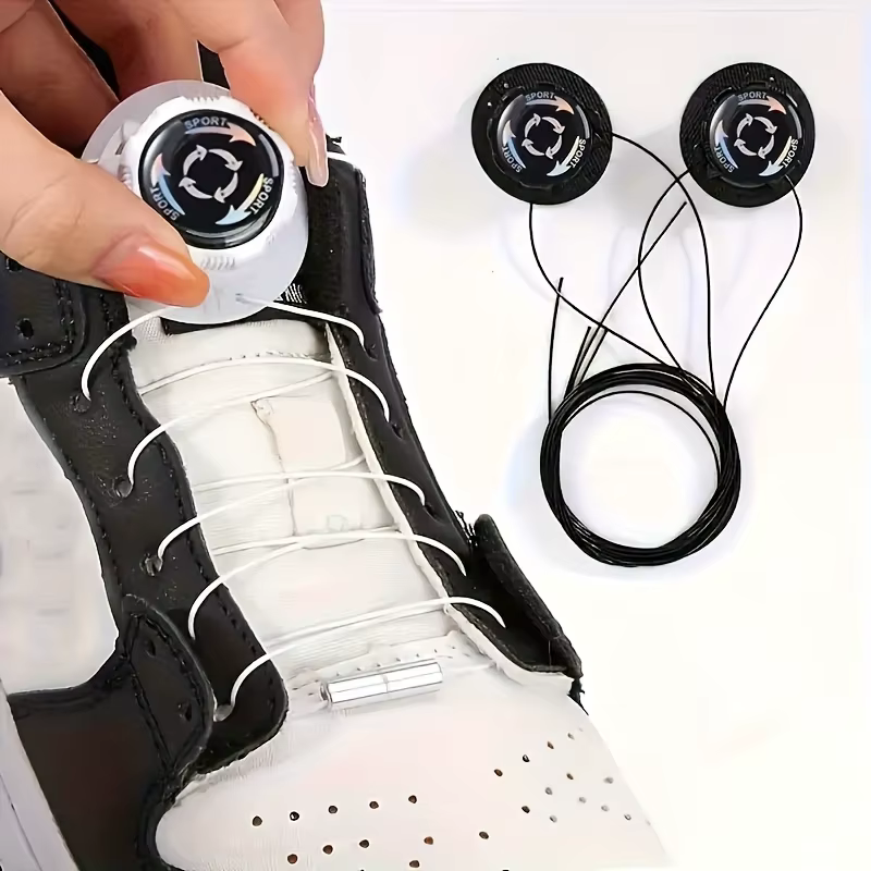 1 paire de lacets de chaussures en métal avec boucle automatique pivotante pour enfants/adultes